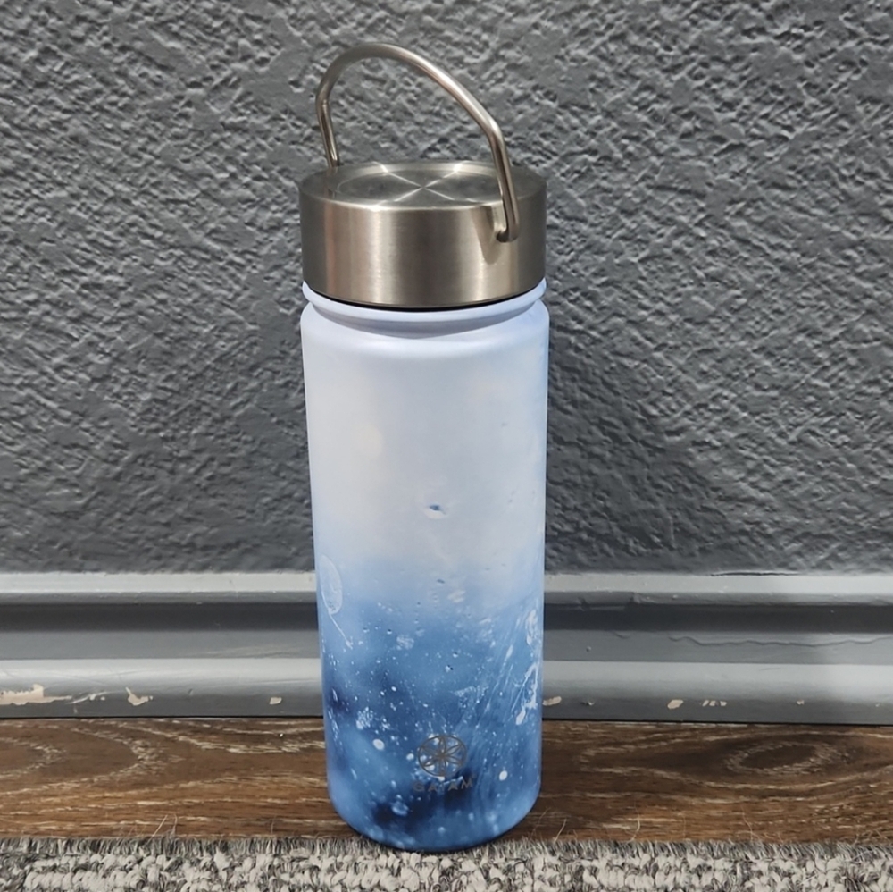 NWOT Gaiam Blue Raindrops Water Ocean Stainless Steel Water Bottle